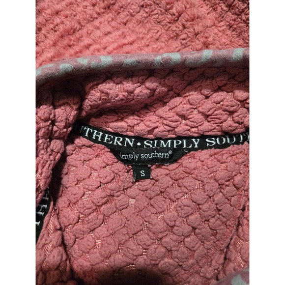 Simply Southern Women's Small Coral Sherpa Pullover Quarter Snap Cozy Fleece GUC - Picture 3 of 5